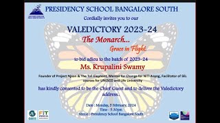 VALEDICTORY 202324  PRESIDENCY SCHOOL BANGALORE SOUTH  LIVE [upl. by Akeenahs]