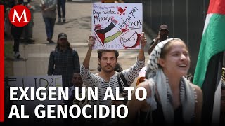 En CdMx estudiantes marchan en apoyo a Palestina sobre Paseo de la Reforma [upl. by Merc]