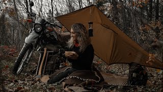 Solo Camping Beside My Motorcycle as a NEW Rider  Steak amp Eggs on the COALS [upl. by Tali]