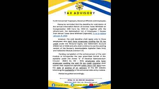 Tax Advisory deadline of submission of BIR Form 1604C [upl. by Wack]