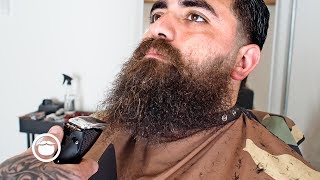 Cleaning Up an Untrimmed Beard amp Taper Fade Haircut  Beardbrand Studio [upl. by Queenie]