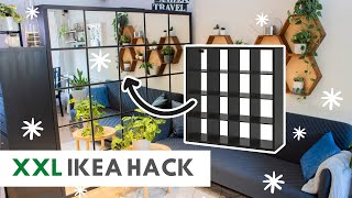 XXL IKEA HACK KALLAX Regal in Spiegel umwandeln  Raumtrenner selber bauen [upl. by Gnirol770]