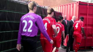 Liverpool kit launch 20142015 Warrior [upl. by Amandie580]