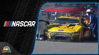 Joey Logano suffers hard collision during NASCAR Cup practice at Homestead  Motorsports on NBC [upl. by Kimmi]