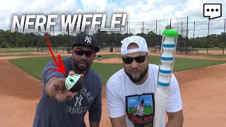 Crazy Wiffle Ball Bat Nerf Battle with GyviPlays [upl. by Aihtenak]