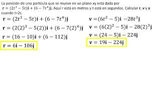 Física  Vectores de posición velocidad y aceleración  Ejemplo 2 [upl. by Airbas]