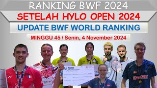 Ranking BWF 2024 │ Setelah Hylo Open 2024 │ [upl. by Emawk]