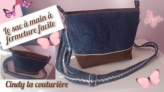 Tuto couture facile  Le sac à bandoulière avec fermeture éclair Cindy la couturière [upl. by Yhtnomit]