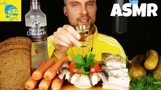 ASMR Russian food Zakuski and drinking vodka 🇷🇺 [upl. by Pol597]