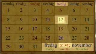 Norwegian Language Kalender Dato med ordenstall [upl. by Eidnak]