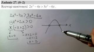 matura 2016 maj zad 27 Nierówność kwadratowa [upl. by Otrebire]