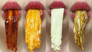 asmr ENOKI MUSHROOMS VARIETY OF SAUCES eating sounds [upl. by Alliuqat]