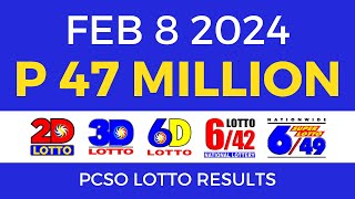 Lotto Result February 8 2024 9pm PCSO [upl. by Enyak]