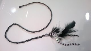 DIY COMO HACER UNA DIADEMA CON PLUMAS COLGANTES [upl. by Frere]