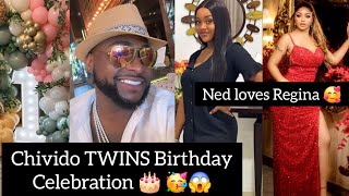 HOW DAVIDO AND CHIOMA CELEBRATED THEIR TWINS 1ST BIRTHDAY😱 REGINA DANIELS BIRTHDAY NED LOVES HER [upl. by Nwahsal]