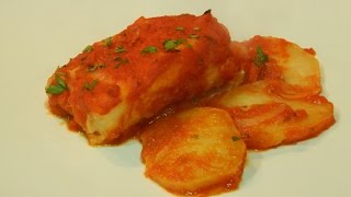 Receta de bacalao al horno en salsa de tomate [upl. by Iredale]