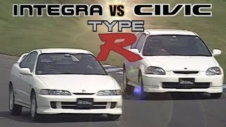 ENG CC VTEC battle  Integra Type R DC2 vs Civic Type R EK9 in Ebisu 1997 [upl. by Yssej]