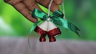 Paper Quilling Christmas Bells  DIY Christmas Tree Ornaments  Little Crafties [upl. by Reitrac]