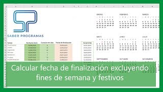 Calcular FECHA FINAL excluyendo festivos y fines de semana en Excel ✅ [upl. by Ycat585]