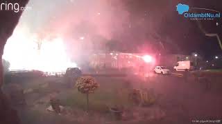 Vuurwerk explosie in Midwolda vastgelegd op camera [upl. by Ardie827]