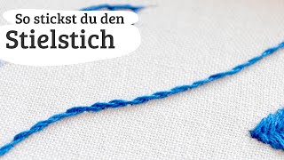 Stielstich sticken für Buchstaben und Blumen  Stickstich 15 [upl. by Neeloc]