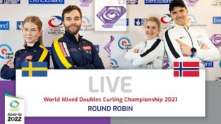 Sweden v Norway Semifinal One  World Mixed Doubles Curling Championship 2021 [upl. by Korie]