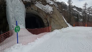 FROZEN WATERFALL skiing down GREEN MYRTILLES GoPro HD POV  Tignes resort  Apr 2023 [upl. by Ennaitsirhc67]