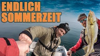 Dorschangeln vom Kleinboot Ein harter Tag beim Spinnfischen auf Dorsch mit Gummifisch Angeln [upl. by Ycnaf]