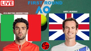 ANDY MURRAY vs MATTEO BERRETTINI AUSTRALIAN OPEN FIRST ROUND MENS SINGLES LIVE GAME CAST amp CHAT [upl. by Garin]