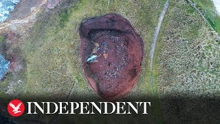 Huge sinkhole reveals hidden underground beach [upl. by Nirej]