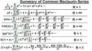 Calculus 2 Infinite Sequences and Series 71 of 86 Summary of Common Maclaurin Series [upl. by Sualkin331]