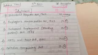 Labour Law Syllabus 5th Semester [upl. by Ybbor]