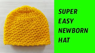 Easy Newborn Crochet Hat  Free Crochet Pattern [upl. by Anuaik]