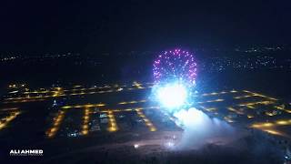 New Year 2019 Fireworks Pakistan  Bahria Enclave Islamabad  Drone Flying Through Fireworks 4k [upl. by Ahsito731]