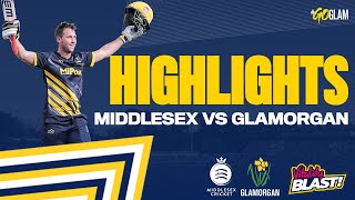 COOKE HITS GLAMORGANS FASTEST T20 CENTURY  Middlesex vs Glamorgan  Vitality Blast  Highlights [upl. by Arte]