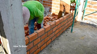 Building a Wall by Red Bricks II House Construction [upl. by Whitver604]