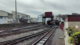 Ffestiniog amp Welsh Highland Railways  Porthmadog Station  The Double Fairlie at coal amp water depot [upl. by Bohlen]