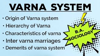 VARNA SYSTEM IN DETAILBA SOCIOLOGY [upl. by Ail]