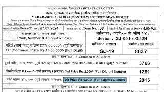 MAHARASHTRA GAJRAJ MONTHLY LOTTERY LIVE DRAW RESULT 400 PM 27072024 [upl. by Naliorf248]