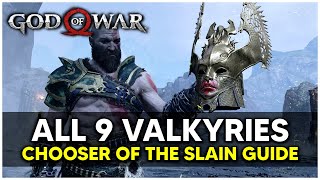 God of War  All 9 Valkyrie Locations Chooser of the Slain Trophy Guide [upl. by Law893]