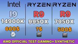 R9 9950X VS I9 14900K VS R9 7950X GAMING SYNTHETIC TEST AMD RYZEN 9950X NEW ZEN5 CPU  RTX 4090 [upl. by Moffat]