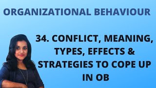 34 Conflict  Meaning Types Effects amp Strategies To Cope Up with Conflict in OB OB [upl. by Kcirdez800]