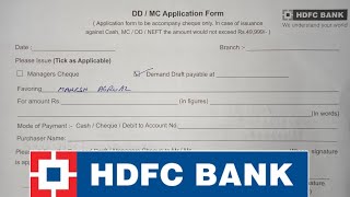 How to Fill HDFC Bank Demand Draft Form in 2024 [upl. by Junieta]