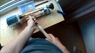 Woodturning a honey dipper in the living room CNC007 Mini Lathe demo [upl. by Trebleht155]