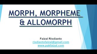 morph morpheme allomorph [upl. by Bascio]