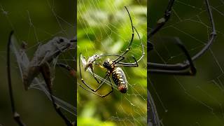 Closeup of spider hunting prey😱  Tropical Forest Bees spider hunting satisfying [upl. by Frankhouse605]