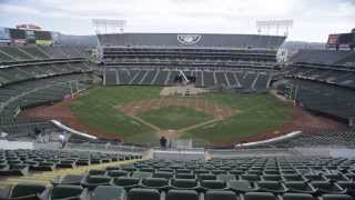 Oco Coliseum Conversion Time Lapse Video Athletics to Raiders 10513  10613 Oakland CA [upl. by Suryc]