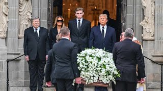 Barron Trump Joins Donald Trump At Funeral For Melania Trumps Mother [upl. by Anma528]