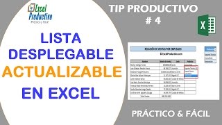 Cómo hacer Lista Desplegable Actualizable Automaticamente en Excel Tip  4 [upl. by Taveda]