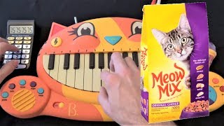 PURINA MEOWMIX CAT FOOD SONG ON A CAT PIANO AND A DRUM CALCULATOR [upl. by Albert]